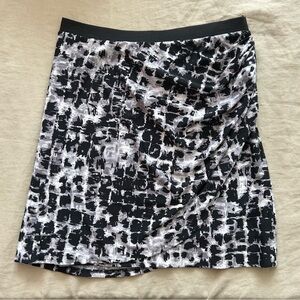 BCBGMaxazria Ruched Crossover Skirt with Abstract Geometric Pattern